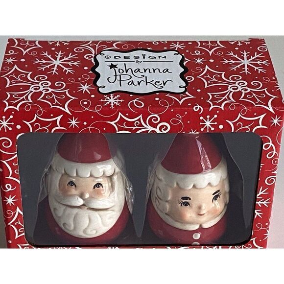 Santa And Mrs Claus Shakers 3" Salt Pepper Winter Christmas Johanna Parker NEW - Picture 9 of 9